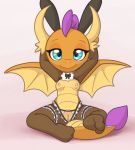  anthro breasts clothing dragon female friendship_is_magic front_view genitals haiiromon hasbro hi_res legwear lingerie looking_at_viewer my_little_pony nipples orange_body orange_scales orange_tail panties pussy scales scalie smolder_(mlp) solo stockings underwear wings 