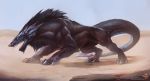  2020 4_toes alectorfencer ambiguous_gender claws day desert detailed_background digital_media_(artwork) feral hi_res open_mouth outside sky solo teeth toes unknown_species 