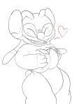  &lt;3 2020 3:4 alien angel_(lilo_and_stitch) antennae_(anatomy) anthro blush breast_fondling breast_markings breasts cute_fangs digital_drawing_(artwork) digital_media_(artwork) disney experiment_(lilo_and_stitch) eyes_closed featureless_crotch female fondling grin hand_on_breast hi_res lilo_and_stitch markings medium_breasts nipples self_fondle simple_background sketch small_tail smile solo spot_color thick_thighs unremarkable-squid white_background wide_hips 