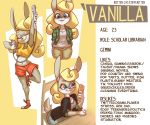  anthro blonde_hair cellphone character_bio clothing coffekitten controller english_text female fur game_controller grey_body grey_fur hair hi_res lagomorph leporid mammal model_sheet nintendo nintendo_controller original_character_do_not_steal phone rabbit slim text vanilla(coffekitten) video_games wii wii_remote 