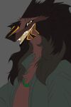 clothing fur hair hi_res jewelry male necklace omez open_mouth open_smile portrait sergal smile solo teeth