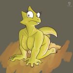  1:1 all_fours alphys anthro areola big_breasts breasts buckteeth claws female fours_(artist) hi_res lava nipples non-mammal_breasts nude reptile scales scalie solo teeth thick_tail undertale video_games wet yellow_body yellow_scales 