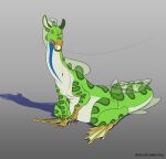  absurd_res amphibian belly bitterstrawberries female feral hi_res kelpie long_neck looking_aside open_mouth simple_background sitting solo 