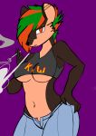 anthro breasts cigaret female foxbl_(artist) hi_res hyaenid intersex intersex/female mammal smoking solo under_boob 
