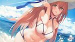  4girls alternate_costume alternate_hairstyle beach blue_sky breasts character_request cleavage cloud cloudy_sky five-seven_(girls_frontline) girls_frontline large_breasts m1903_springfield_(girls_frontline) multiple_girls ntw-20_(girls_frontline) ocean official_art sky swimsuit water_gun 