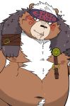  2020 anthro belly brown_body brown_fur cute_fangs fur gayousi7 hi_res kemono kimun_kamui_(tas) male mammal moobs navel nipples overweight overweight_anthro overweight_male simple_background solo tokyo_afterschool_summoners ursid video_games white_background 