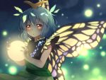  butterfly caramell0501 cropped eternity_larva green_hair short_hair touhou wings yellow_eyes 