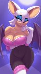  absurd_res anthro big_breasts breasts chiropteran clothing gloves handwear hi_res legwear mammal membrane_(anatomy) membranous_wings navel nexcoyotlgt one_eye_closed rouge_the_bat smile sonic_the_hedgehog_(series) wings 