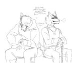  animal_crossing anthro blush canid clothing dobie_(animal_crossing) duo embarrassed english_text goon_(goonie_san) goonie-san hi_res male mammal nintendo open_mouth sitting text video_games 