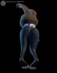  anthro butt chickenass clothing disney female fur hi_res judy_hopps low-angle_view rear_view simple_background solo uniform zootopia 