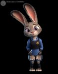  3d_(artwork) anthro chickenass clothed clothing digital_media_(artwork) disney female fur hi_res judy_hopps looking_at_viewer multicolored_ears police_uniform purple_eyes simple_background smile solo uniform zootopia 