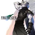  1boy belt black_gloves black_sweater blonde_hair blue_eyes bracer buster_sword cloud_strife final_fantasy final_fantasy_vii gloves heo_sung-moo highres holding holding_sword holding_weapon huge_weapon male_focus multiple_belts muscle nose over_shoulder pants ribbed_sweater short_hair single_pauldron sleeveless sleeveless_turtleneck solo spiked_hair suspenders sweater sword turtleneck weapon weapon_over_shoulder 