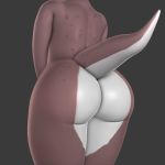  1:1 3d_(artwork) anthro butt delbi3d digital_media_(artwork) female kobold rear_view scalie simple_background solo 