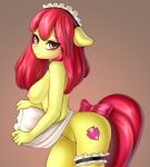  2020 aged_up anthro apple_bloom_(mlp) areola breasts cutie_mark digital_media_(artwork) equid equine female friendship_is_magic genitals hasbro looking_at_viewer mammal my_little_pony nipples pussy ribbons simple_background smile solo tail_bow tail_ribbon yutakira92 