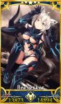  agrius_metamorphosis animal_ear_fluff animal_ears aqua_eyes atalanta_(alter)_(fate) atalanta_(alter)_(fate)_(cosplay) atalanta_(fate) breasts card_(medium) card_parody collar commission cosplay dragon_horns fate/grand_order fate_(series) fox_ears fox_girl fox_tail hololive horns long_hair medium_breasts midriff pentagram ponytail pubic_tattoo servant_card_(fate/grand_order) shirakami_fubuki tail tattoo underboob virtual_youtuber white_hair yasume_yukito 