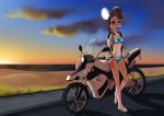  5_fingers anthro beach biker_girl biker_jacket bikini bikini_bottom bikini_top biped blue_eyes bottomwear bra braided_hair breasts brown_hair chipmunk clothed clothing female fingers foxyverse front_view fur glowing ground_squirrel hair hi_res jacket long_hair looking_at_viewer mammal mancoin motorcycle nature navel open_mouth outside panties road rodent samantha_silverin_(mancoin) sand sciurid seaside signature skimpy sky smile solo sunset swimwear topwear underwear vehicle water 