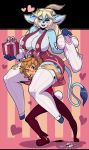  &lt;3 animal_humanoid anthro big_breasts blue_body blue_fur blush bottomwear bovid bovine breasts carrying_partner cattle clothed clothing cuff_links duo female footwear fur hair heartthrob_cafe hooves horn humanoid hypnofood kix_(irootie) lagomorph lagomorph_humanoid larger_female legwear leporid_humanoid long_ears long_hair long_tail male male/female mammal mammal_humanoid one_eye_closed pants present_box rabbit_humanoid ribbons shoes short_hair size_difference smaller_male smile spots_(marking) stockings teeth teeth_showing 