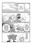  2020 4koma 5_fingers aniapt_(manga) anthro black_nose blush bodily_fluids canid canine canis car cheek_tuft chien closed_smile clothed clothing comic cute_fangs detailed_background digital_media_(artwork) domestic_dog duo english_text facial_tuft fingers fluffy fluffy_tail forced_smile greyscale hair happy hi_res inner_ear_fluff male male/male mammal manga mephitid messy_hair monochrome multicolored_body necktie open_mouth open_smile screentone simple_background sitting skunk smile speech_bubble sweat sweatdrop tapirclip text topwear tuft two_tone_body vehicle 