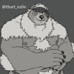  1:1 2020 anthro belly cute_fangs humanoid_hands kimun_kamui_(tas) male mammal moobs nipples overweight overweight_anthro overweight_male simple_background solo tbart_nsfw tokyo_afterschool_summoners ursid video_games 