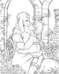 age_difference anthro black_and_white bottomwear bovid caprine clothed clothing crookedtrees dress duo eyes_closed female goat hair hand_on_back horn hug human humanoid kissing larger_female long_ears long_sleeve_shirt male male/female mammal monochrome older_female on_lap overgrown plant protagonist_(undertale) short_hair shorts sitting sitting_on_lap size_difference smaller_male toriel undertale video_games young younger_male 