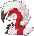  alpha_channel ayinai black_claws black_nose canid canine chibi claws fangs fur glowing glowing_eyes hair lycanroc mammal midnight_lycanroc nintendo pok&eacute;mon pok&eacute;mon_(species) red_body red_fur simple_background sitting solo transparent_background video_games white_body white_fur 