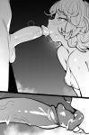  1girl blush breasts close-up cum cum_in_mouth cum_on_tongue erection fellatio flipped_hair hetero highres large_penis nipples nose_blush one-punch_man oral penis penis_kiss roropull saliva short_hair small_breasts solo_focus sweat tatsumaki testicles uncensored veins veiny_penis 