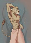  2017 abs anthro armpit_hair body_hair felid lion looking_at_viewer male mammal muscular muscular_anthro muscular_male pantherine pose solo towel towel_only vulgarstarling 