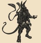  animate_inanimate anthro canid canine canis displacer_beast goopomancer hi_res jackal living_rubber male mammal multi_arm multi_limb phone plantigrade sarong solo standing tentacles 