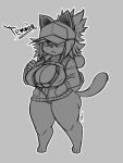  3:4 anthro anthrofied big_breasts breasts clothed clothing female greyscale hair hat headgear headwear hi_res jyto mammal monochrome nipple_outline solo standing tem temmie_(undertale) thick_thighs undertale video_games white_body 