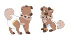  2016 all_fours blue_eyes brown_body brown_fur canid canine diaper feral fur furgonomics mammal nintendo paddedpaws pink_nose pok&eacute;mon pok&eacute;mon_(species) raised_paw raised_tail rockruff sitting video_games 