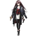  1girl alternate_costume bangs black_choker black_footwear black_hair black_jacket black_pants blush boots brown_eyes brown_hair choker collarbone full_body girls_frontline gun hair_between_eyes handgun holding holding_gun holding_weapon infukun jacket long_hair long_sleeves looking_at_viewer nz_75 nz_75_(girls_frontline) official_art pants parted_lips pistol pocket red_hair shirt solo standing transparent_background trigger_discipline very_long_hair weapon 