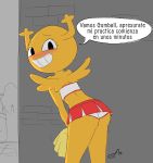  bent_over big_butt black_eyes blush butt cartoon_network cheerleader clothed clothing dialogue female foxart950 hi_res horn humanoid imminent_sex inviting looking_at_viewer mammal not_furry outside penny_fitzgerald pom_poms presenting presenting_hindquarters smile solo spanish_text standing teeth text the_amazing_world_of_gumball thick_thighs translated wall_(structure) wide_hips wings yellow_body 