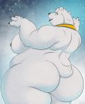  anthro ben300 big_breasts big_butt black_lips black_nipples blue_eyes breasts butt claws female glacia_(ben300) hi_res huge_butt lips mammal nipples obese obese_anthro obese_female ocaritna overweight overweight_female polar_bear rear_view simple_background snow solo ursid ursine 