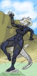  9:18.5 anthro argonian armor arrow bethesda_softworks breasts clothed clothing dances_with_daedra female hi_res horn humanoid leather lewdguy lizard non-mammal_breasts reptile scalie skyrim solo startled stumbling the_elder_scrolls video_games 