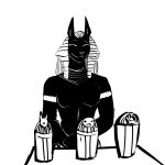  1:1 anthro anubis canopic_jar deity egyptian_mythology headdress hi_res hladilnik middle_eastern_mythology monochrome mythology solo urn 