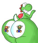  alpha_channel anonymous_artist anthro big_butt blue_eyes butt butt_crush butt_focus dinosaur flatten flattened group hi_res luigi male mario mario_bros micro nintendo panic_(emotion) rear_view reptile scalie video_games yoshi 