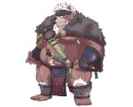  2020 5:4 anthro belly black_nose brown_body brown_fur bulge clothing fur humanoid_hands kemono kimun_kamui_(tas) loincloth male mammal moobs overweight overweight_male simple_background solo take_tsugu_roh tokyo_afterschool_summoners ursid video_games white_background 