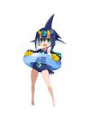  1girl barefoot blue_hair desco_(disgaea) disgaea disgaea_rpg earrings full_body green_eyes horns innertube jewelry official_art one-piece_swimsuit open_mouth pointy_ears sharp_teeth solo swimsuit tail teeth transparent_background upper_teeth 