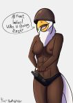  2020 absurd_res accipitrid accipitriform anthro areola armor avian beak bird breasts brown_areola brown_breasts brown_nipples dated dildo eagle feathers female headgear helmet hi_res holding_object kingdorkster lube nipples open_beak open_mouth sex_toy signature solo strapon team_fortress_2 tongue valve video_games yellow_beak 