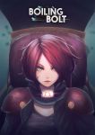  1girl boiling_bolt close-up cockpit copyright_name ctiahao english_commentary green_eyes highres june_(boiling_bolt) logo looking_ahead official_art red_hair short_hair solo 