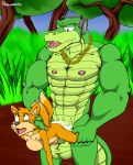  anthro balls bodily_fluids canid canine crocodile crocodilian crocodylid cum cum_in_ass cum_inside fox genital_fluids genitals hi_res male male/male mammal markdeth miles_prower nazuranoke nipples penetration penis reptile scalie sonic_the_hedgehog_(series) vector_the_crocodile watermark 