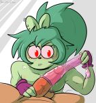  adult_fink anthro blush_lines breasts cartoon_network clothing condom cute_fangs davidsanchan ear_piercing female filled_condom fingerless_gloves fink_(ok_k.o.!_lbh) gloves green_eyes green_hair hair handwear male male/female mammal murid murine ok_k.o.!_let&#039;s_be_heroes piercing ponytail rat red_eyes rodent sexual_barrier_device 
