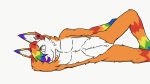  16:9 acethecat1729 anthro canid canine fox fur hair hi_res lgbt_pride looking_at_viewer lying male mammal multicolored_body multicolored_ears multicolored_fur multicolored_hair multicolored_legs on_side pride_colors rainbow_hair solo widescreen 