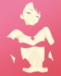  1girl absurdres blue_eyes bra bright_pupils copyright_request flat_chest gloves hands_on_hips head_tilt highres looking_at_viewer minimalism navel pink_background pink_theme simple_background smile solo strapless strapless_bra tocky underwear white_pupils 