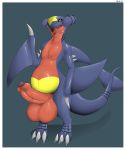  anthro balls bastiel big_balls big_penis border casual_erection casual_nudity garchomp genitals hi_res huge_balls huge_penis hyper hyper_balls hyper_genitalia hyper_penis male nintendo penis pok&eacute;mon pok&eacute;mon_(species) solo video_games waving_at_viewer white_border 