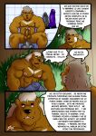  abs anal anal_penetration anthro anus balls biceps black_nose bongo_(dad) brown_body brown_fur bulge clothing dildo dildo_in_ass dildo_sitting duo ear_piercing ear_ring father father_and_child father_and_son fur genitals hair hi_res kyllo_(son) male mammal muscular muscular_male nipples parent parent_and_child patch_(fabric) penetration penis piercing pubes sex_toy son text translated underwear ursid white_hair yasser 