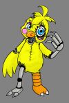  animatronic anthro avian bird chica_(fnaf) chicken claws damage five_nights_at_freddy&#039;s galliform gallus_(genus) hi_res machine metal notched_wings phasianid pink_cheeks robot sheered_molly simple_background video_games wings yellow_body 