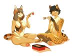  anthro breasts casual_nudity chopsticks duo featureless_breasts female food hi_res male male/female marblesoda social_nudity sushi 