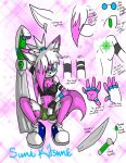  &lt;3 2009 armband bottomwear breasts canid canine cleavage clothed clothing crop_top ear_piercing ear_ring english_text eyewear fan_character female footwear fox gloves green_eyes handwear hi_res hotpants mammal melee_weapon model_sheet navel one_eye_obstructed piercing shirt shoes shorts solo sonic_the_hedgehog_(series) suni-okida suni_kitsune sword tattoo text topwear weapon 