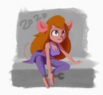  2020 anthro barefoot blonde_hair blue_eyes bra breasts chip_&#039;n_dale_rescue_rangers cleavage clothed clothing disney examonedayago female gadget_hackwrench hair hi_res mammal mouse murid murine rodent solo tools underwear wrench 